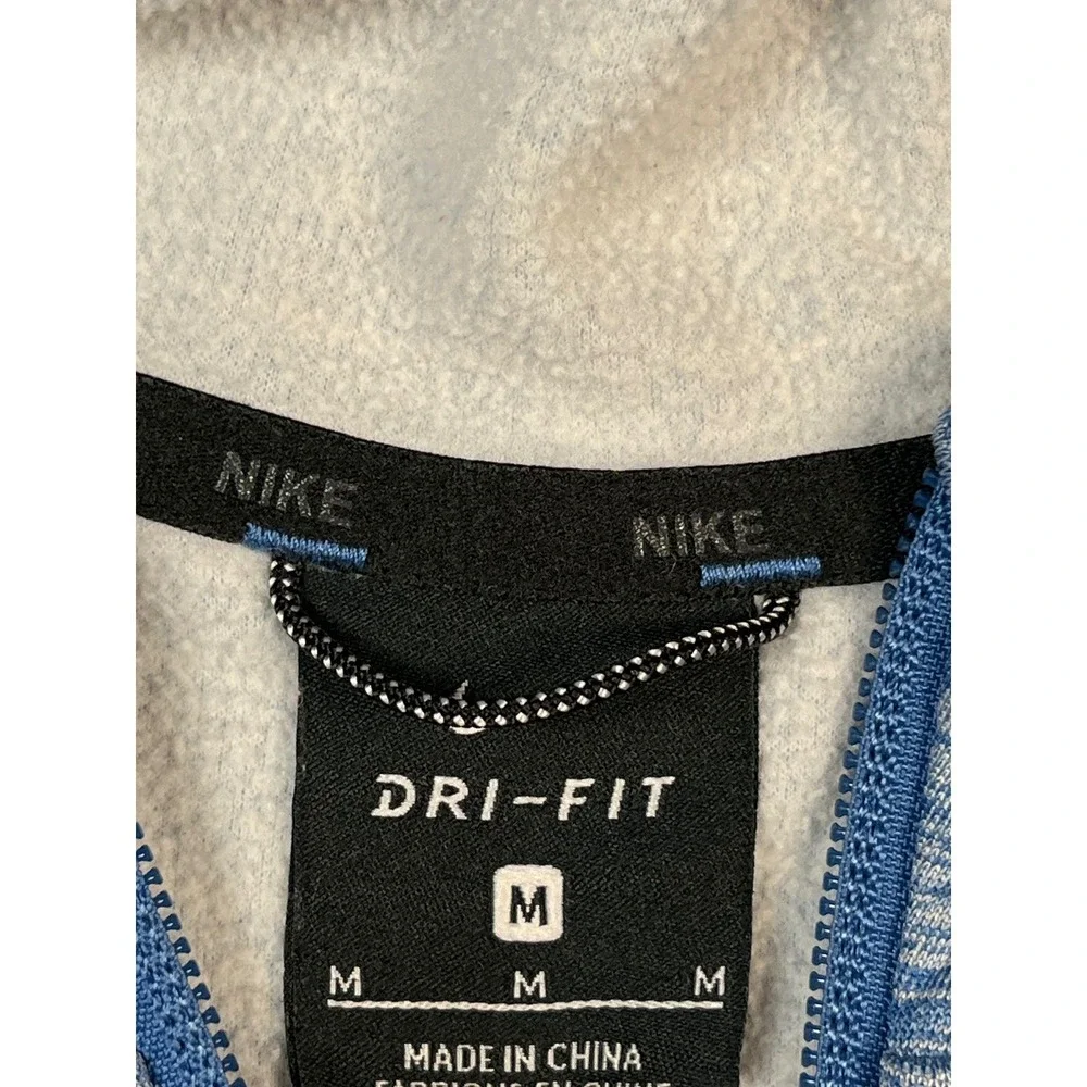 Nike Dri Fit Kids Hoodie Full Zip Blue‎ Heathered Athletic Performance Size M